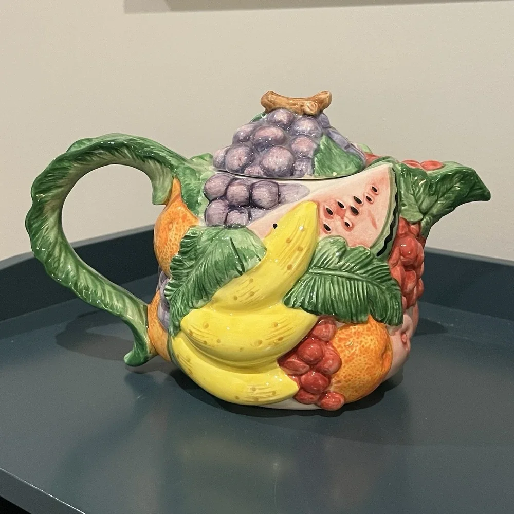 Fitz‎ and Floyd Calypso Fruit Tea Pot 40 oz 1988